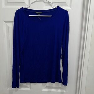 Cable & Gauge Royal Blue Long Sleeve Scoop Neck Tee NWT